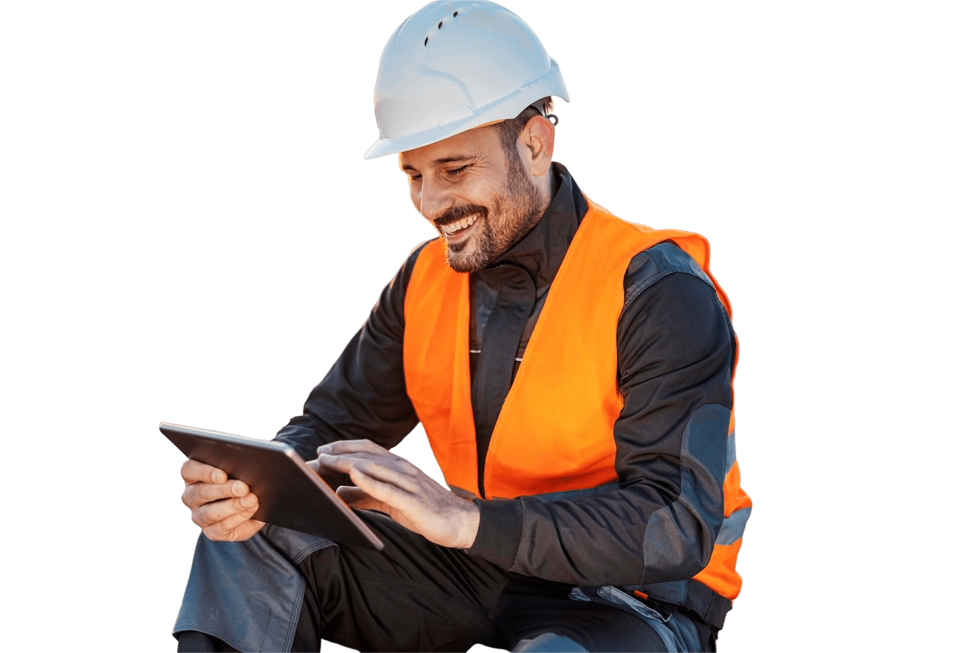 Profesional de la construcción usando Lennix en campo